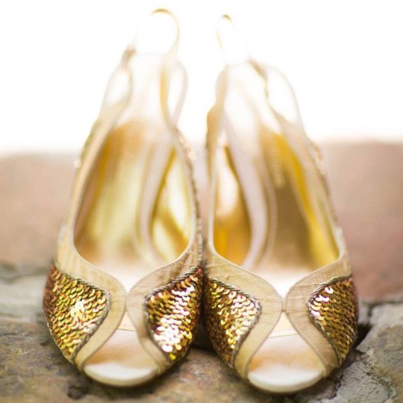 Gold Sequin Heels - Picture 1 of 4
